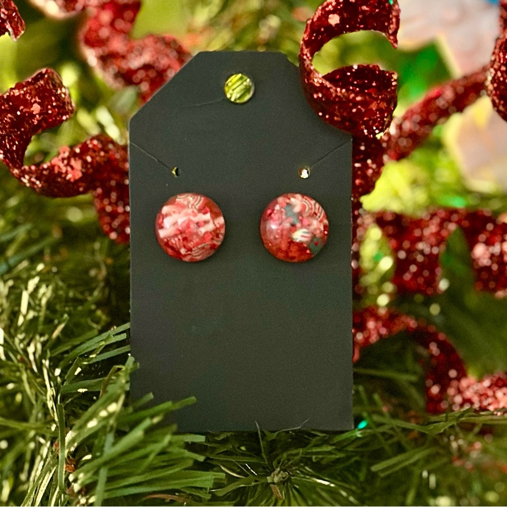 Red Christmas earrings
